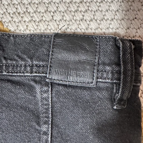 Free People Button Fly High Rise Super Wide Leg Cropped Landry Jeans Sz 27 Black - Picture 5 of 9